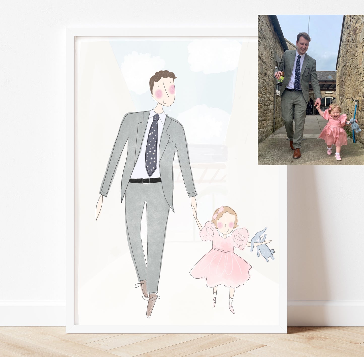 Custom photo recreation illustrated portrait