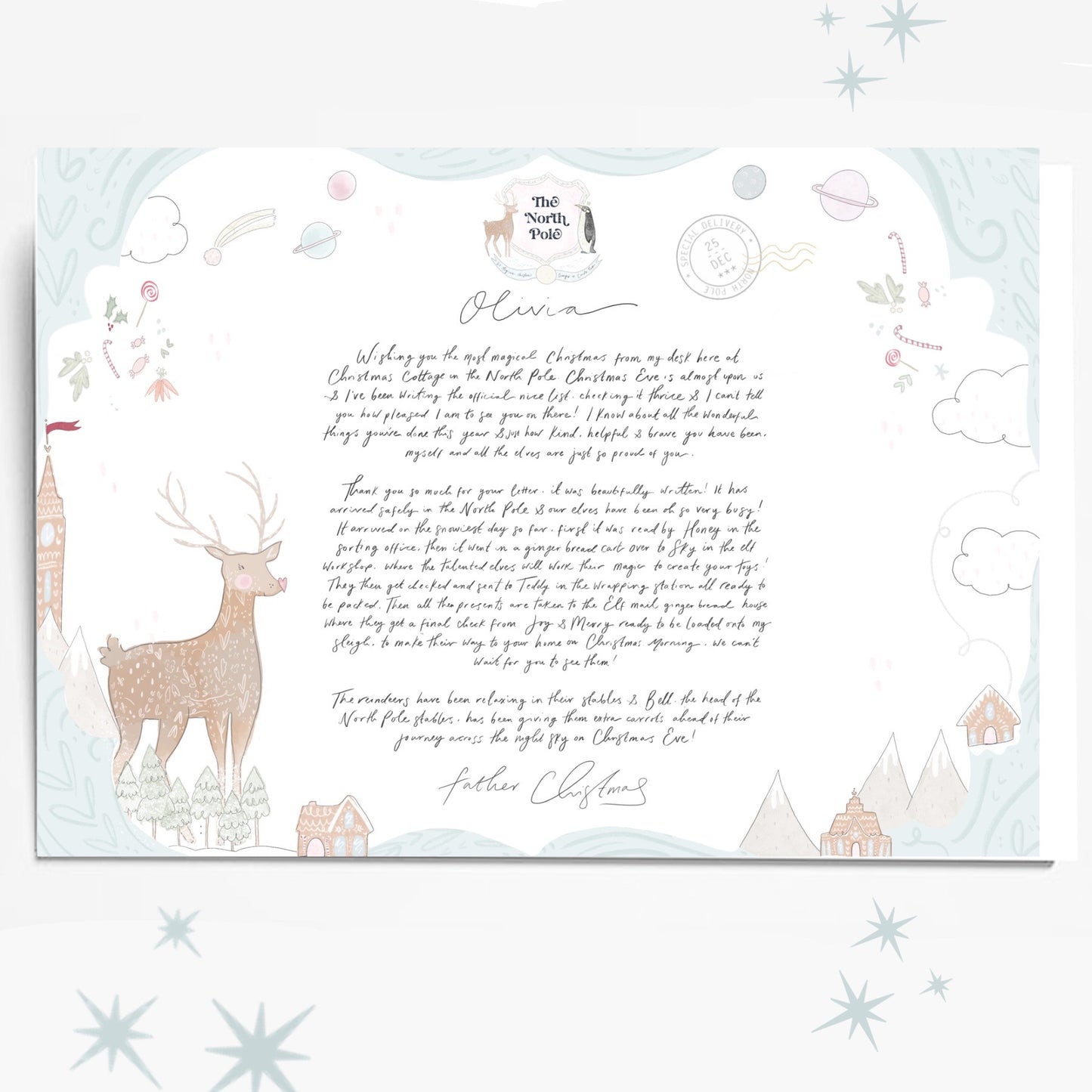 The official Nice list set- personalised gold foil North Pole