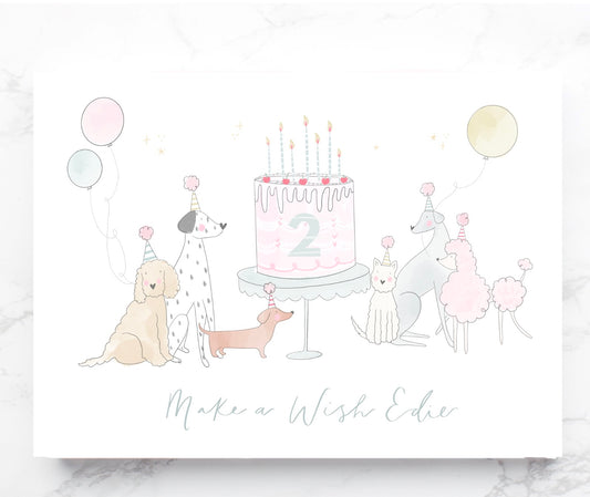 Gold foil cute puppy dog A5 birthday card - 3d number