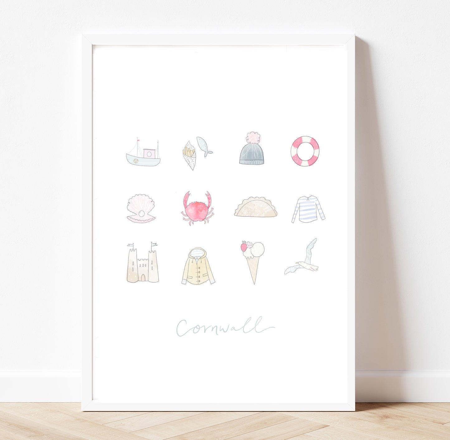 Cornwall - dreaming of the seaside pastel print - gold foil