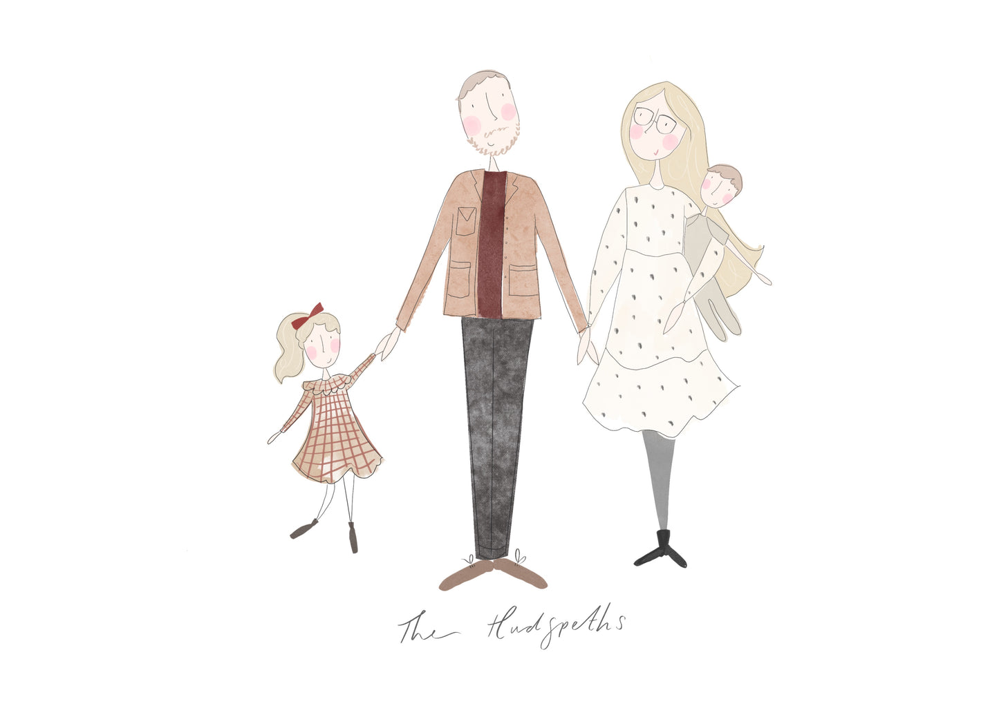 Hand painted family portrait custom Father’s Day gift
