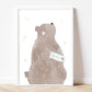 Personalised dreamy bear playroom pastel gold foil print