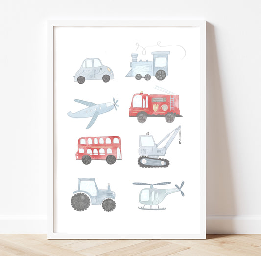 Whimsical Transport nursery print
