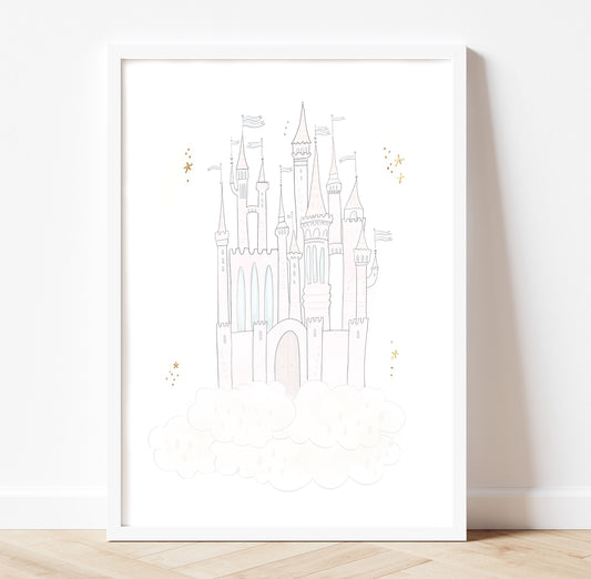 Dreamy fairytale palace Magical gold foil Print
