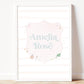 Enchanted personalised fairytale crest pastel gold foil print