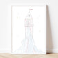 Dreamy Princess in the tower pastel gold foil fairytale print