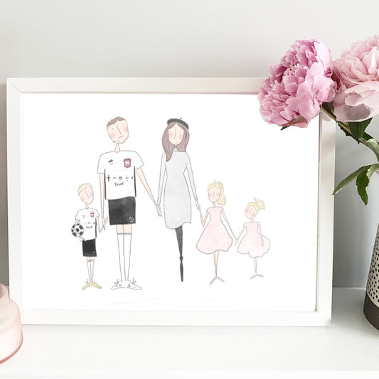 Hand painted family portrait custom Father’s Day gift