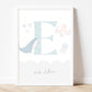 Under the sea Initial pastel gold foil print personalised
