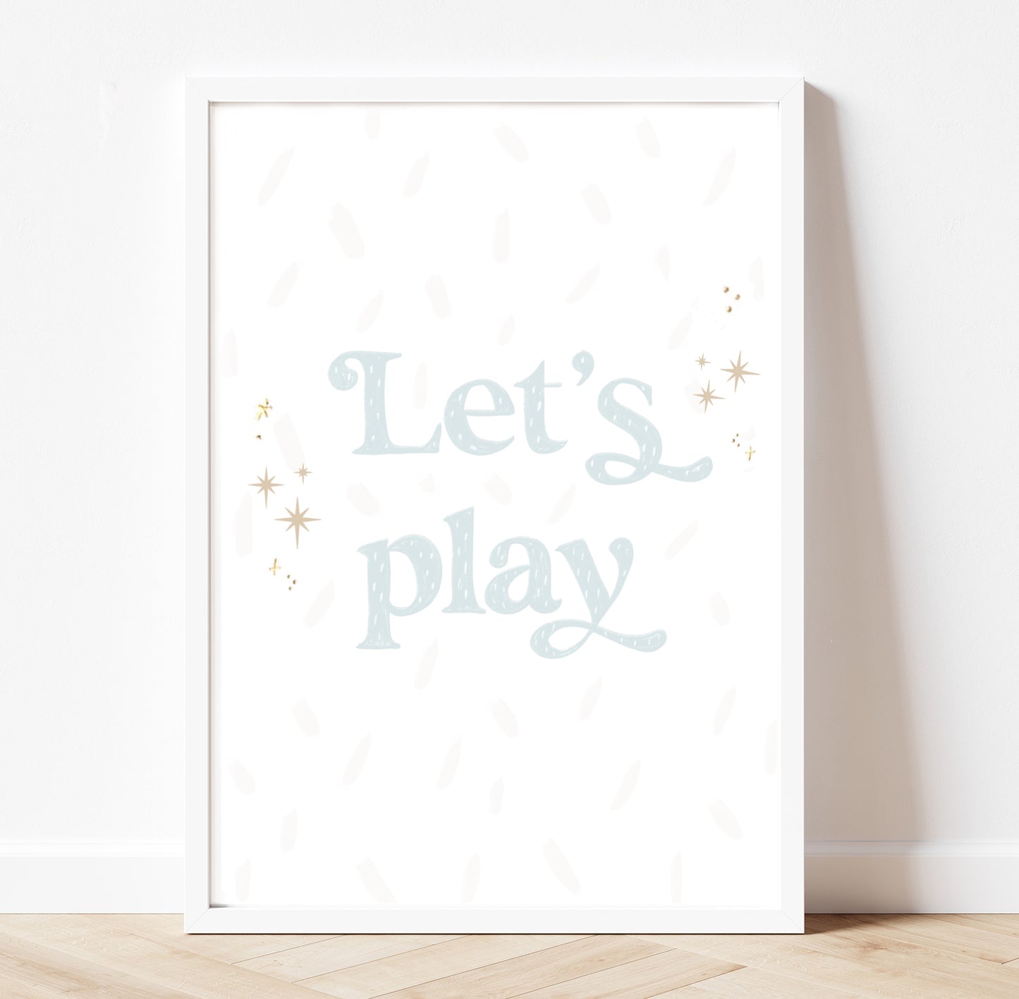 Lets play playroom pastel quote gold foil print