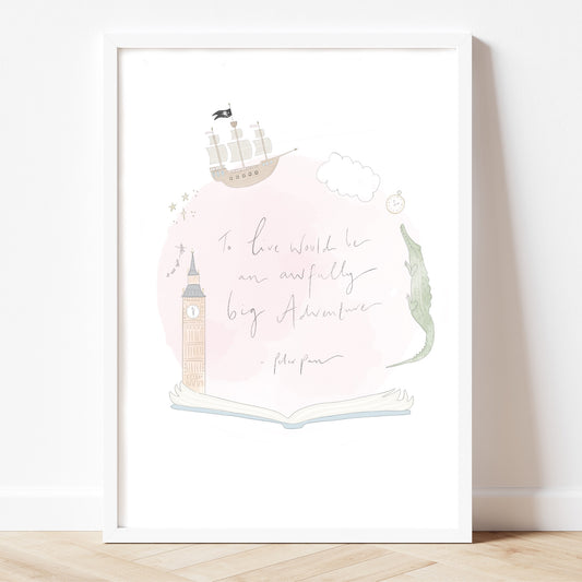 Illustrated peter pan quote Inspirational print - world book day