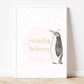 Bertie the penguin Believes personalised pastel gold foil print