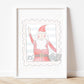 Festive whimsical Santa stamp pastel gold foil print