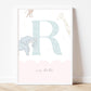 Safari  dreamy Initial pastel gold foil print personalised