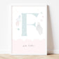 Dreamy Space celestial Initial pastel gold foil print personalised