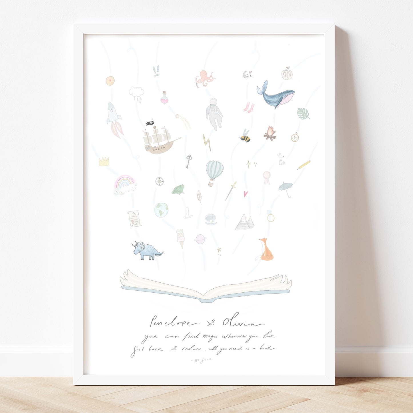 set of 2  Illustrated world book day Inspirational prints