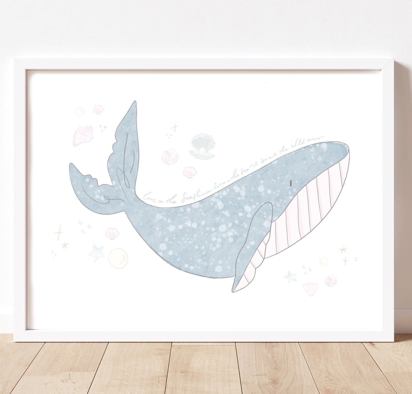Dreamy whale lovely quote pastel gold foil  print