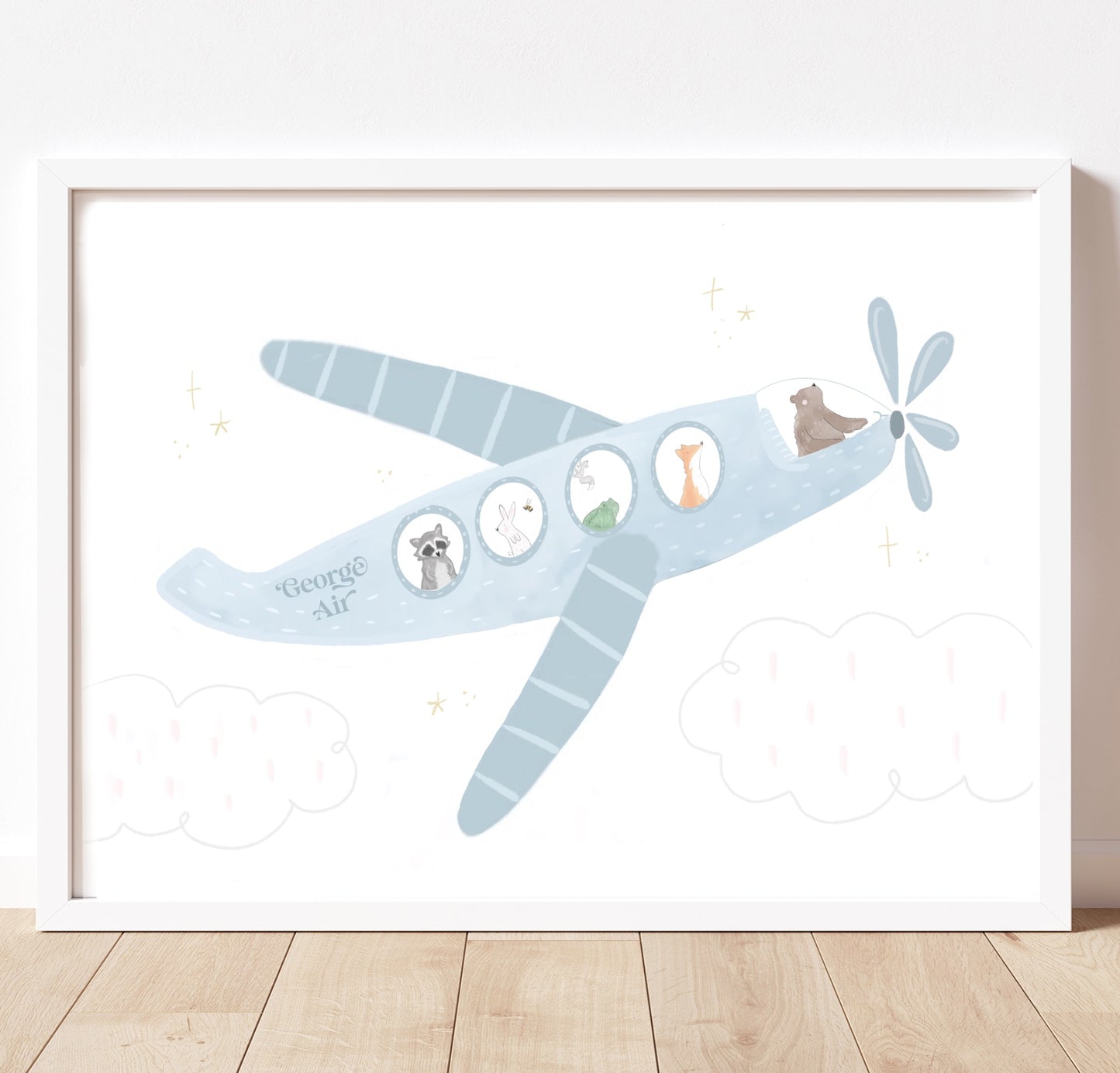 Dreamy woodland Airways pastel gold foil print personalised