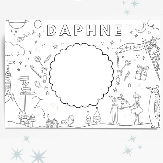 A3 table colouring personalised sheet gold foil activity