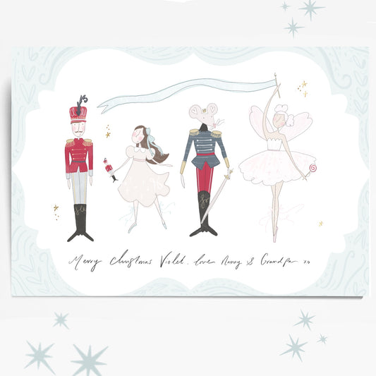 Personalised Nutcracker gold foil A5 Christmas card