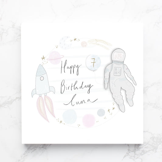 Astronaut gold foil special birthday card