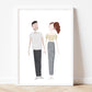 Custom couple hand drawn portrait.