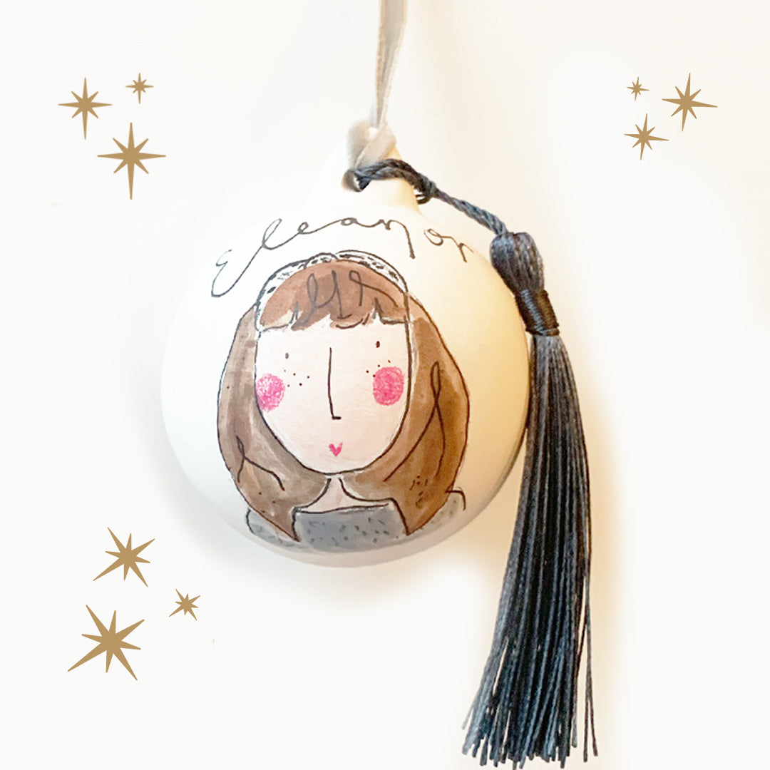 Hand painted portrait bauble custom