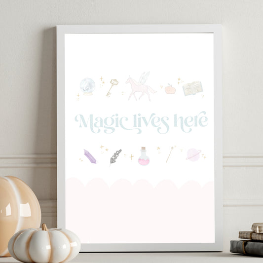 Magic lives here whimsical dreamy print -  gold foil