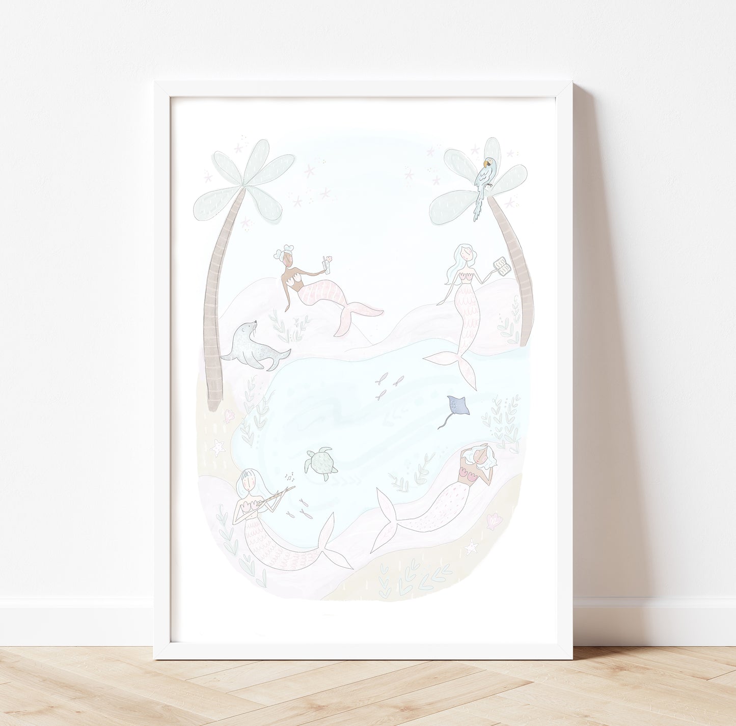 Dreamy mermaid lagoon pastel print