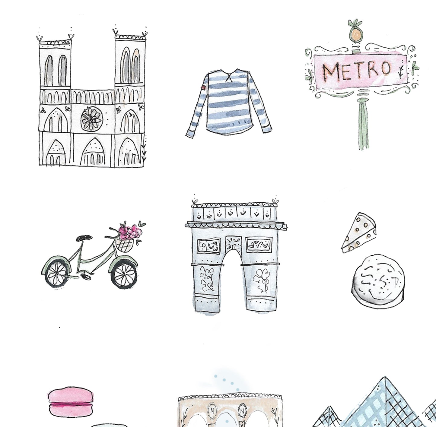 Dreamy illustrated  Paris city print