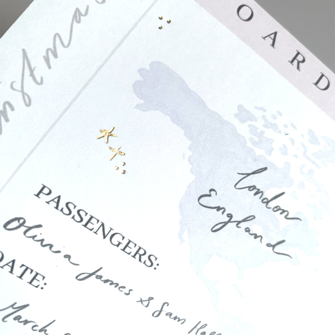 personalised gift voucher holiday trip passport gold foil