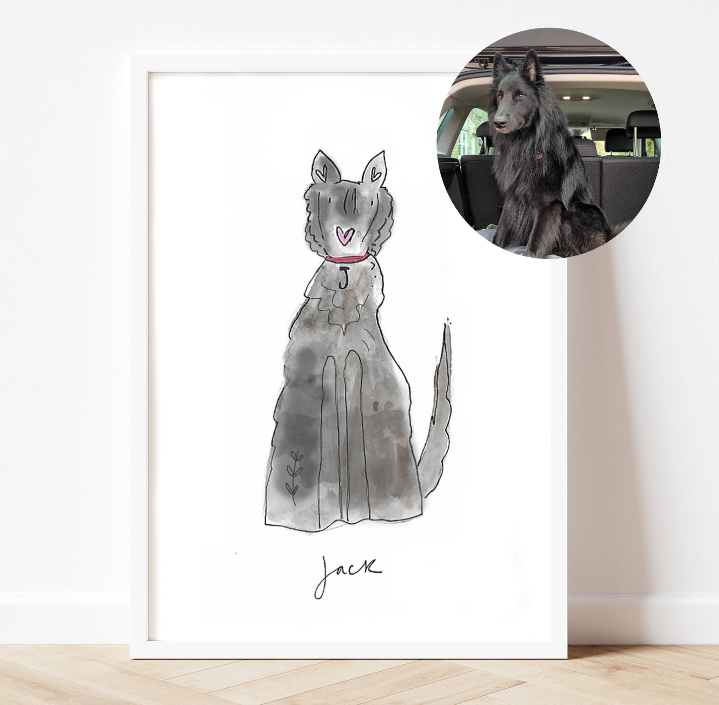 Custom illustrated pet portrait