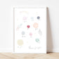 Dreamy solar system illustrated print gold foil
