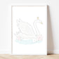 Dreamy pastel swan illustrated print