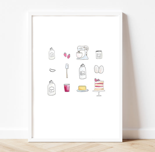Victoria sandwich print illustration - Mother's day gift